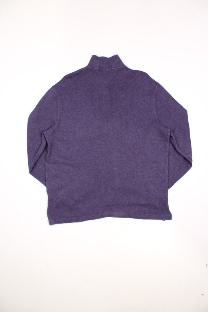 Ralph Lauren quarter zip sweatshirt in purple with embroidered logo on the chest.