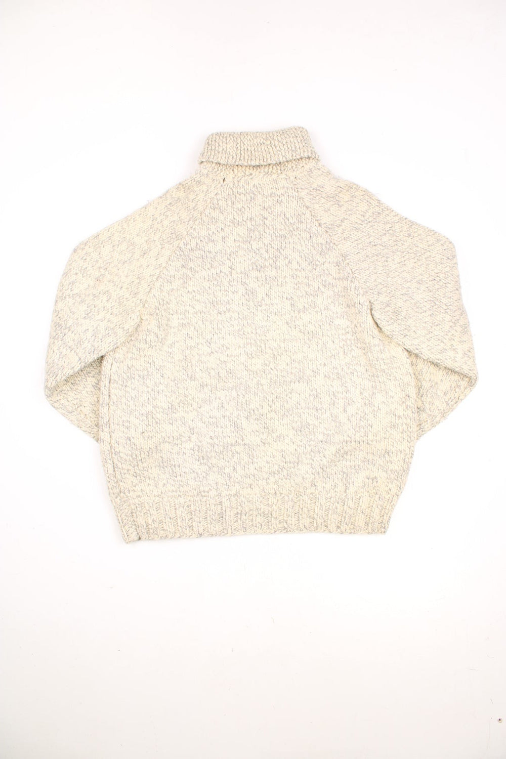 Vintage 50s/60s hand made, chunky knit zip through cardigan in beige and grey.