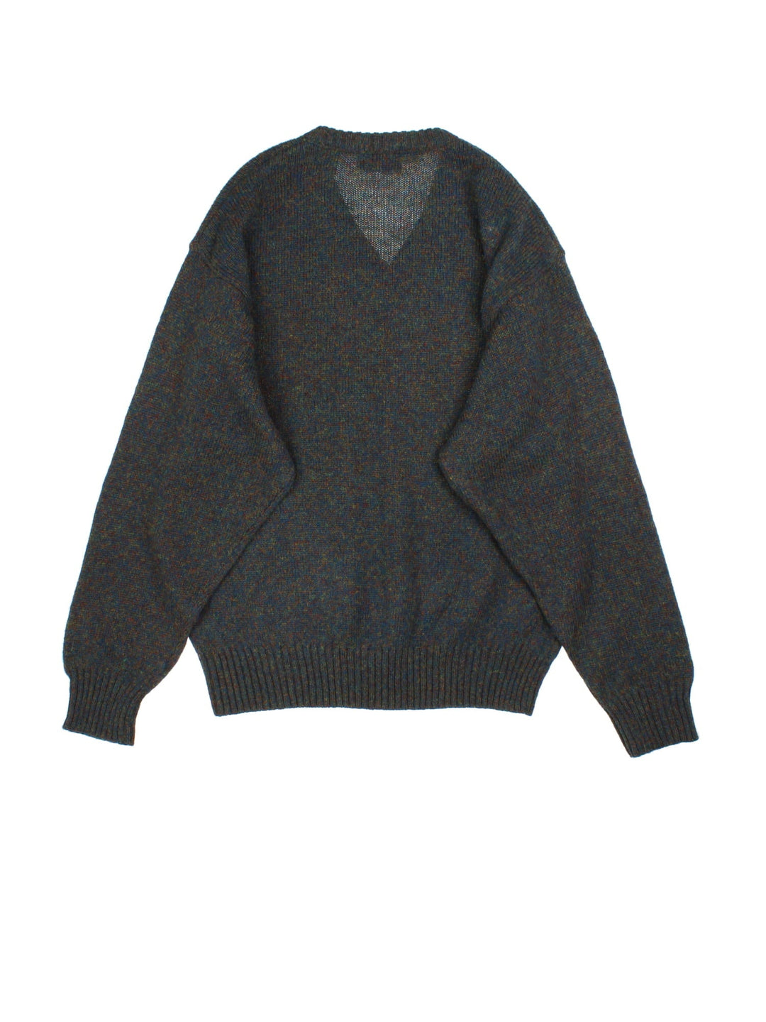 Pendleton Jumper in a blue/brown fleck colourway. V neck and cuffed hems.