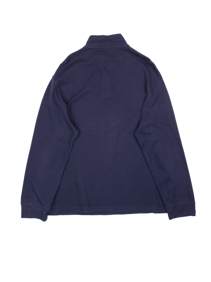 Ralph Lauren 1/4 Zip Jumper in a blue colourway, with embroidered logo on front.