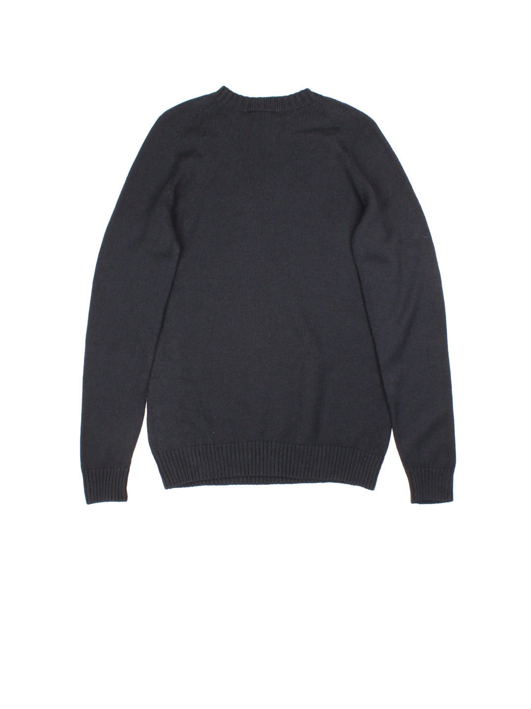 Lacoste Jumper in a black colourway with contrast white knitted branding. Crewneck with cuffed hems.