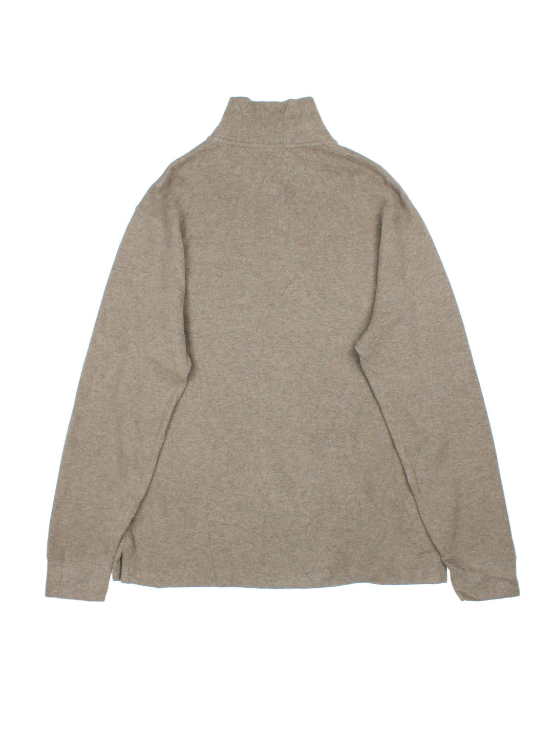 Ralph Lauren 1/4 Zip Jumper in a tan colourway, with embroidered logo on front.