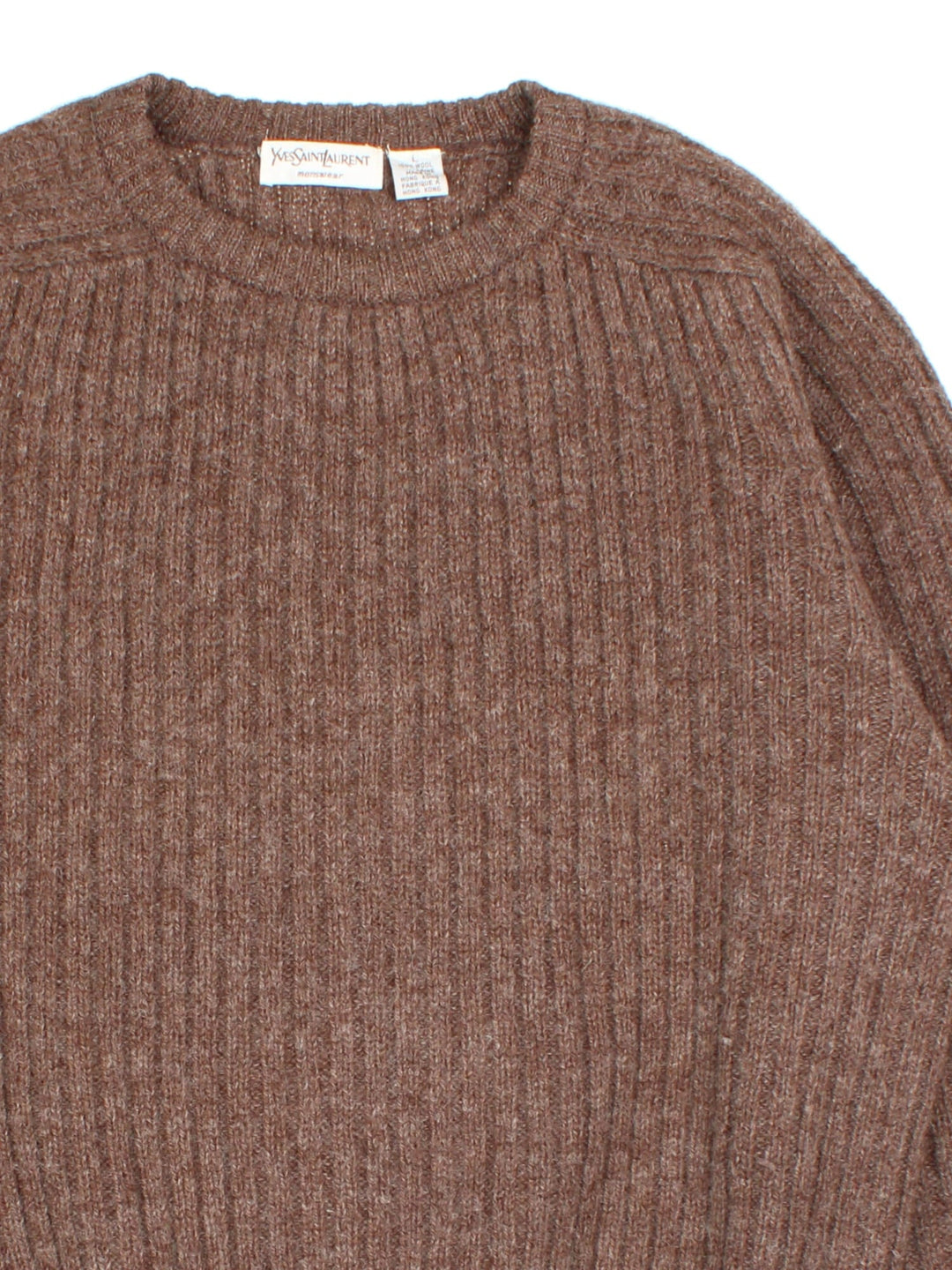 Yves Saint Laurent Jumper in a brown colourway. Crewneck neck, ribbed and cuffed hems.