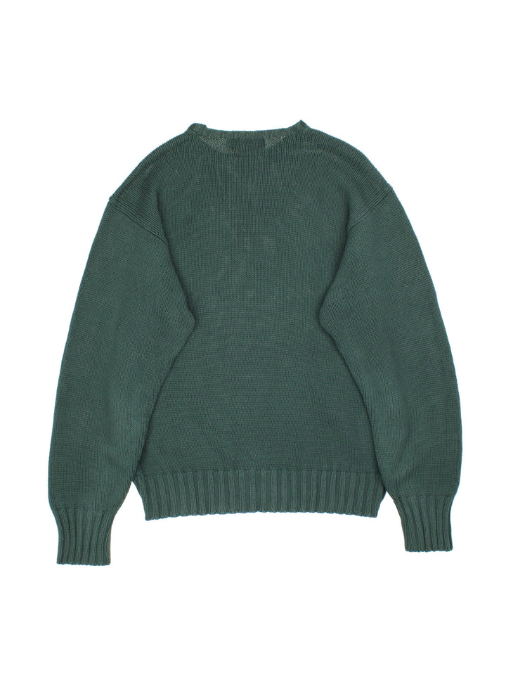 Ralph Lauren jumper in a green colourway with classic embroidered logo on the front.