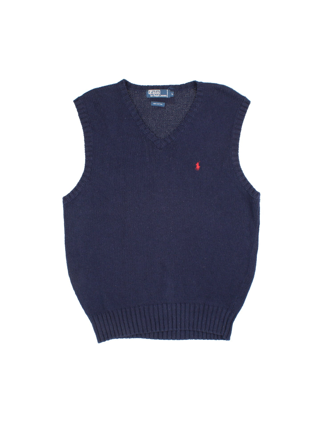 Ralph Lauren Knitted Vest in a blue colourway with classic embroidered logo on the front.