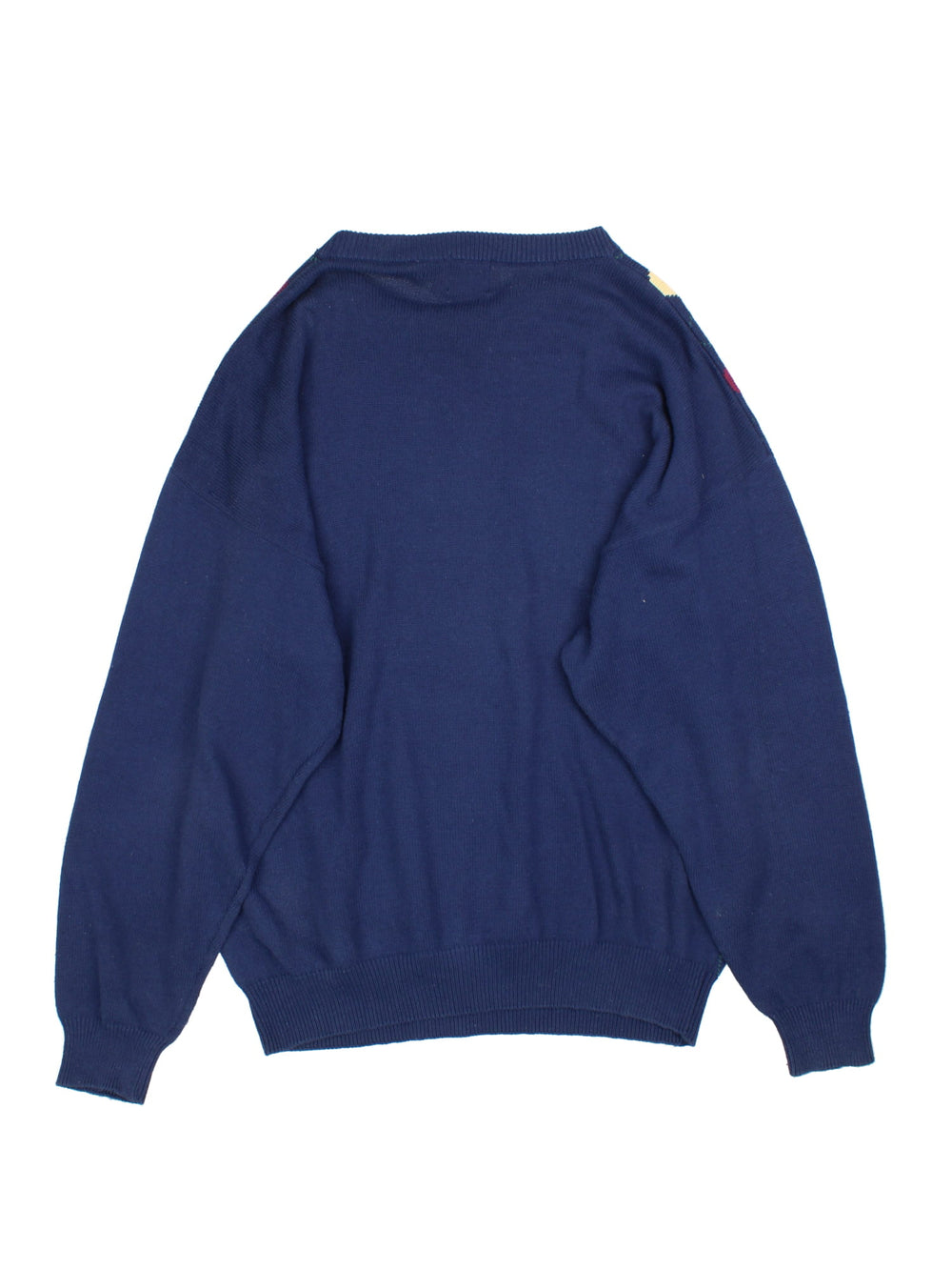 Vintage Izod Golfer jumper in a blue colourway. Golfer and date embroidered on the front with large chequered pattern. 