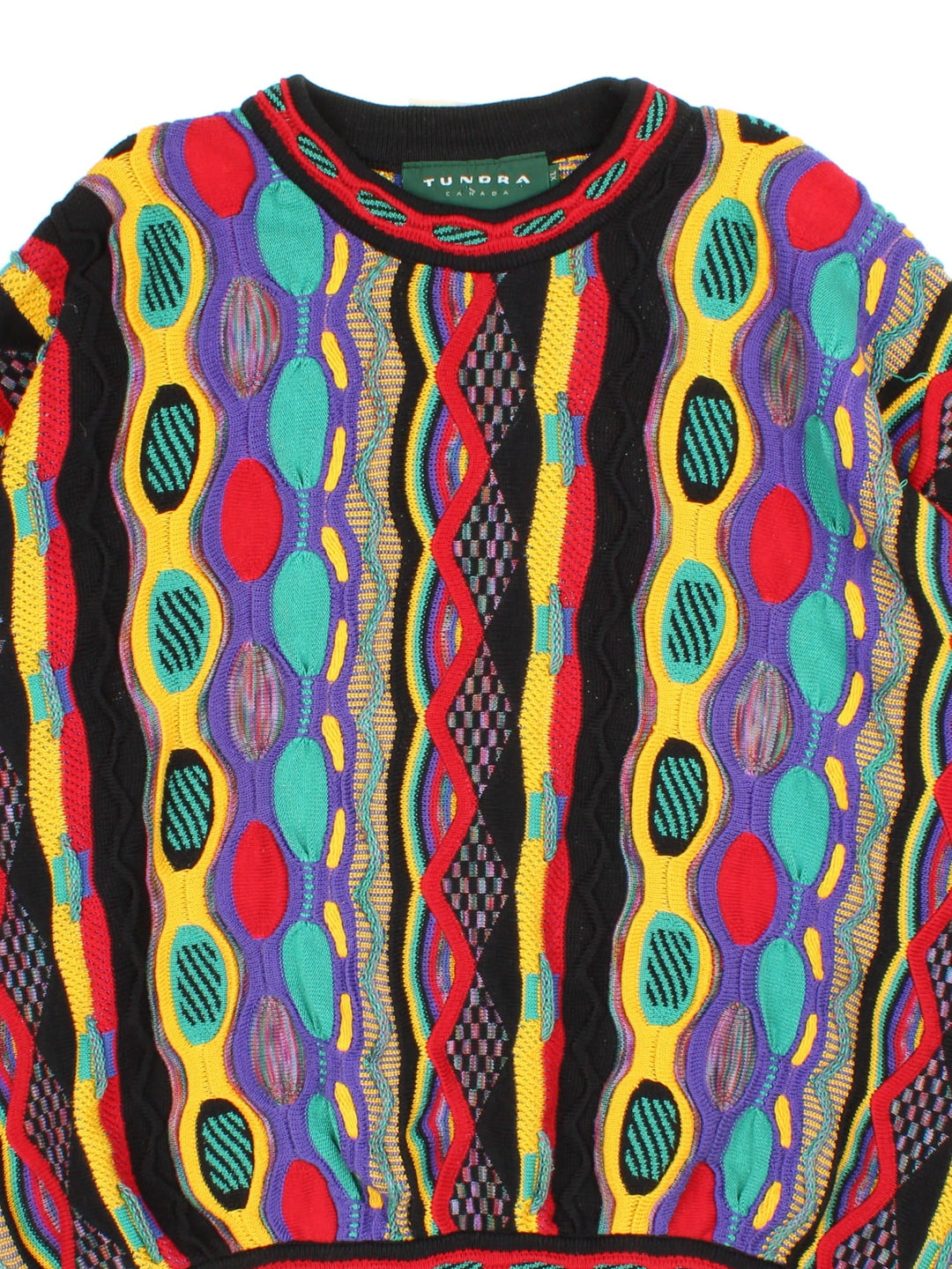 Vintage Tundra Canada patterned jumper in a multicoloured colourway with a textured feel.