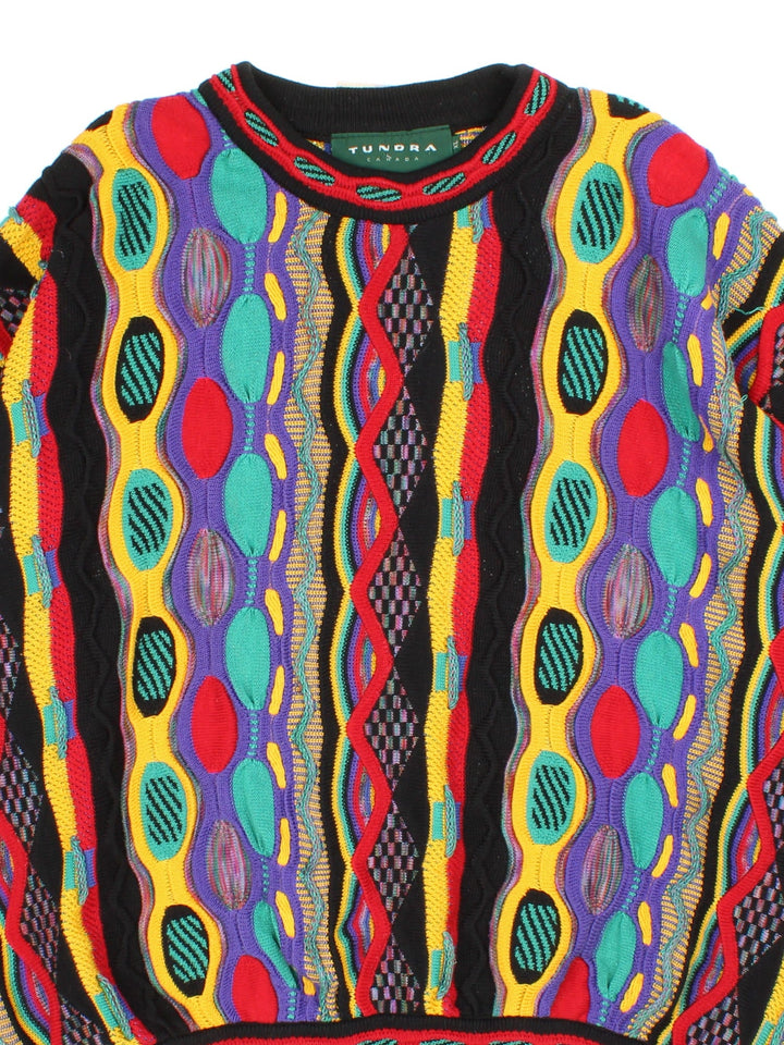 Vintage Tundra Canada patterned jumper in a multicoloured colourway with a textured feel.