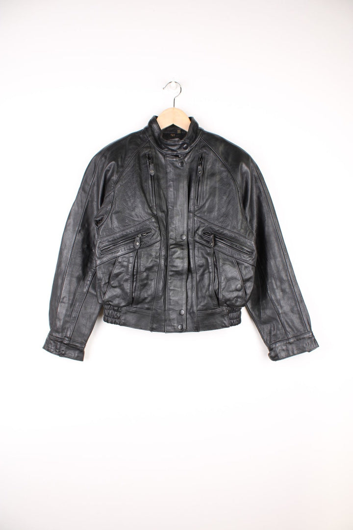 Harley Davidson Motorcycle Jacket in a black colourway, zip up with multiple pockets, air vent zips at the top, and has a mesh lining. 