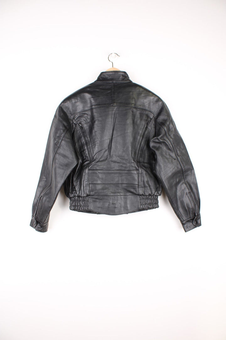 Harley Davidson Motorcycle Jacket in a black colourway, zip up with multiple pockets, air vent zips at the top, and has a mesh lining. 