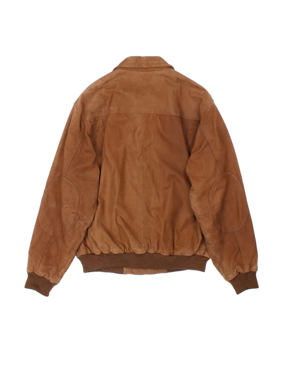 Vintage Leather Bomber Jacket in a brown colourway. Full zip with double button pockets on the front and cuffed hem. 