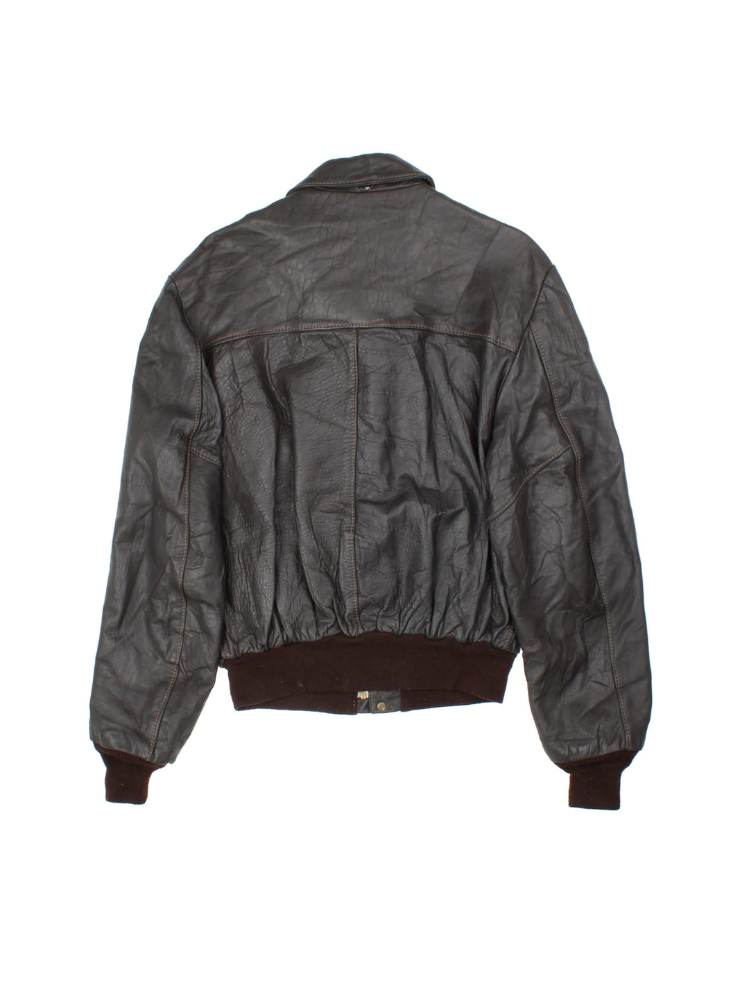 Vintage Schott Leather Bomber Jacket in a brown colourway. Full zip with double front button pocket and cuffed hem..