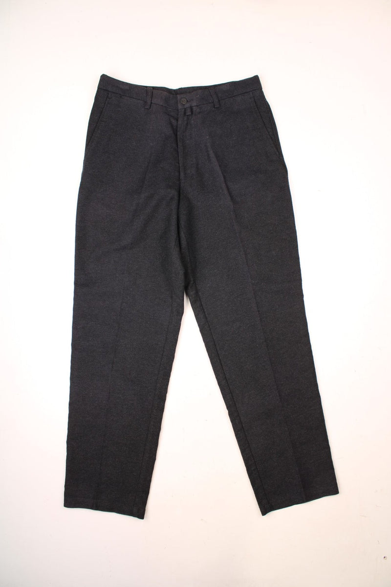 Vintage Valentino soft cotton herringbone woven trousers in a charcoal grey