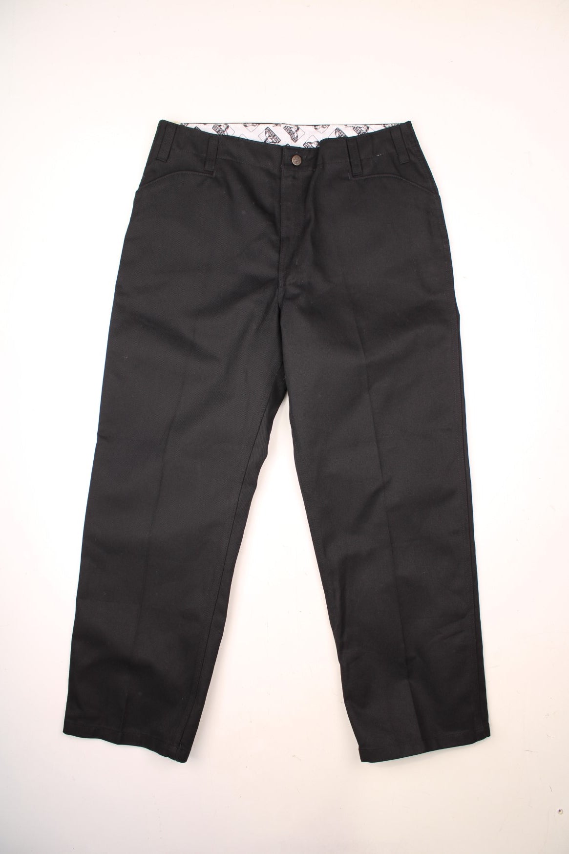 Ben Davis high waisted heavy duty cotton workwear trousers in black, style 694. Features embroidered logo on the waistband