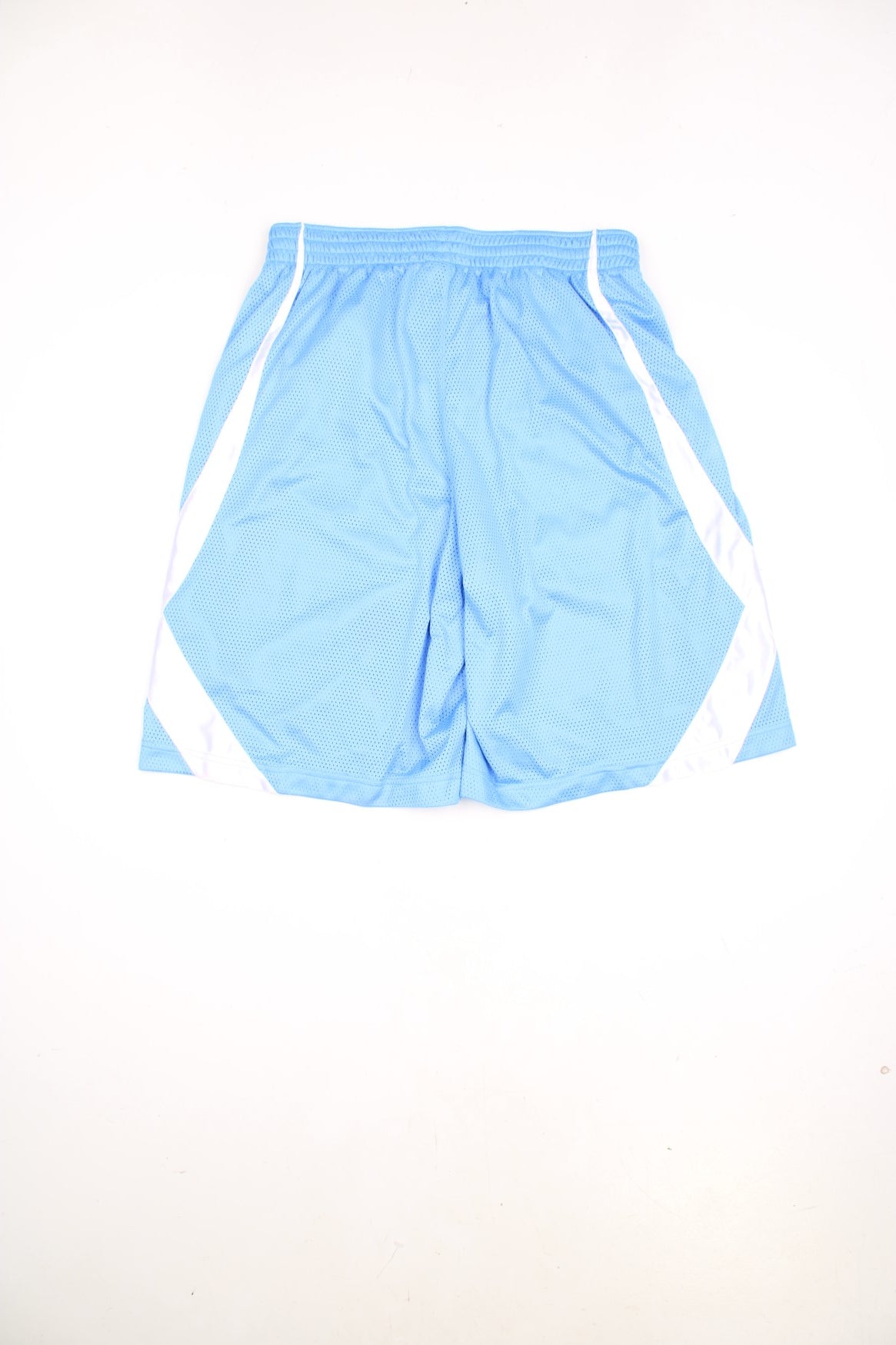 Nike Dri-Fit Basketball Shorts in a blue and white colourway, has and adjustable waist, side pockets and the swoosh logo embroidered on the front. 