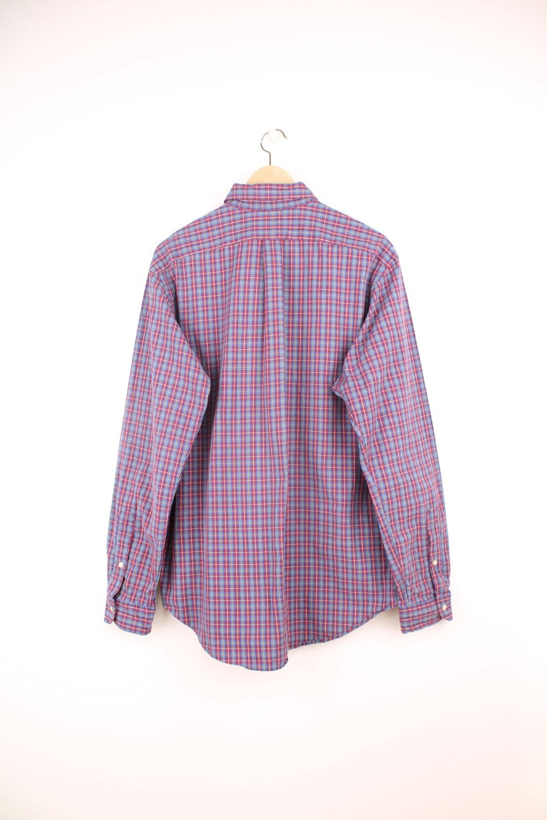 Ralph Lauren Shirt in a blue, red and yellow plaid colourway, button up with the logo embroidered on the front. 