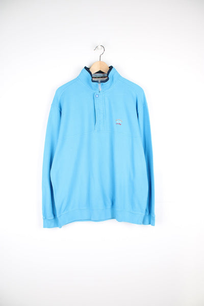 Paul & Shark blue quarter zip sweatshirt with embroidered logo on the chest.