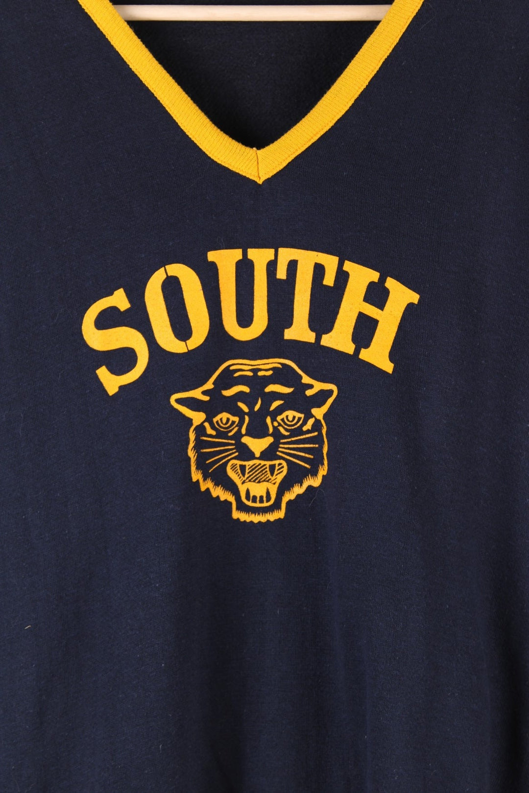 Vintage Southern Wild Cats College Sweatshirt in a blue and yellow colourway with the logo and spell out printed on the front.