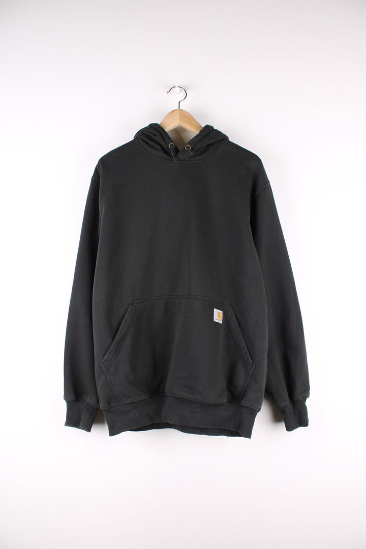 Carhartt Hoodie in a black colourway with the logo embroidered on the front pocket.