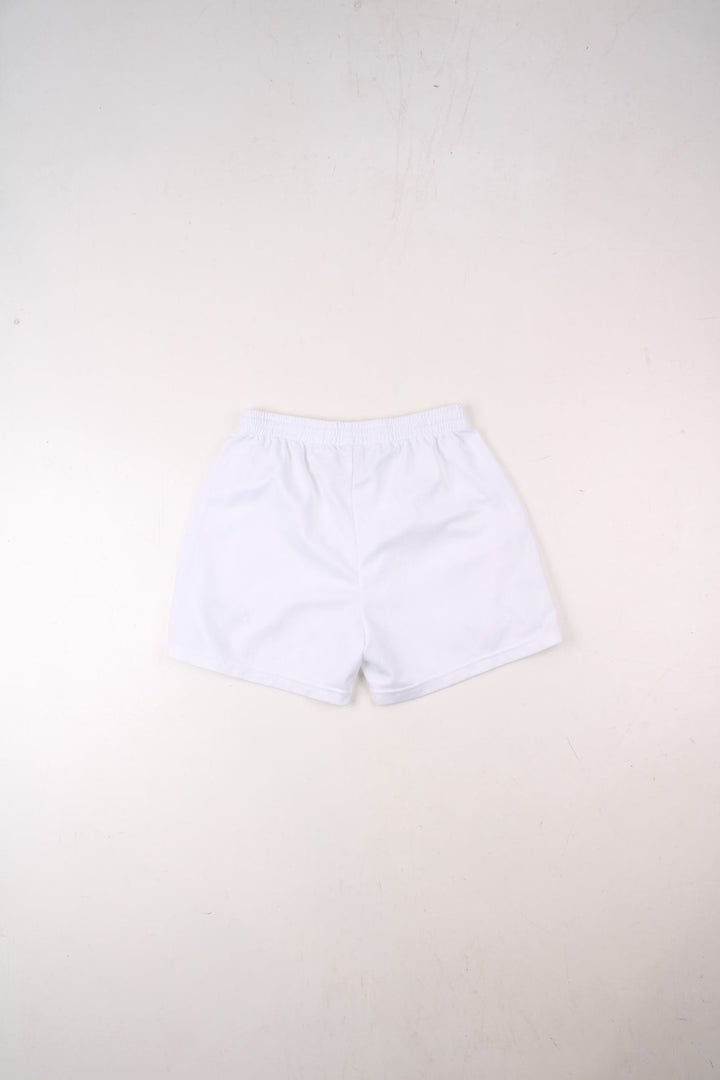 Nike shorts in white with an elasticated waist, and an embroidered logo on the front.