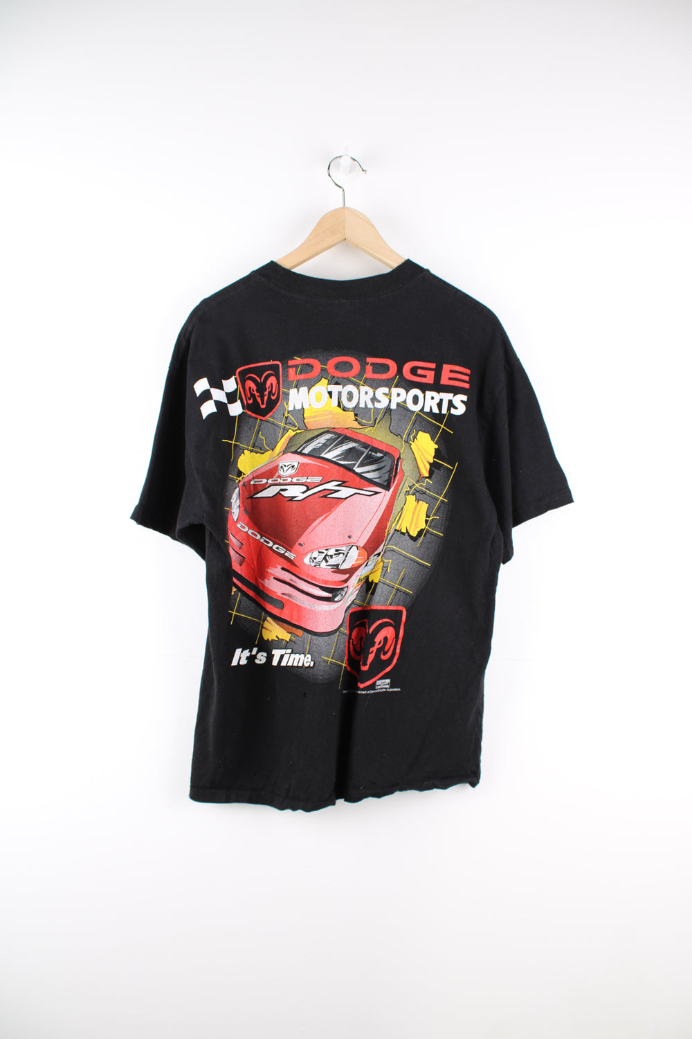 Dodge Motorsports t-shirt in black, with printed graphic on the front and back 