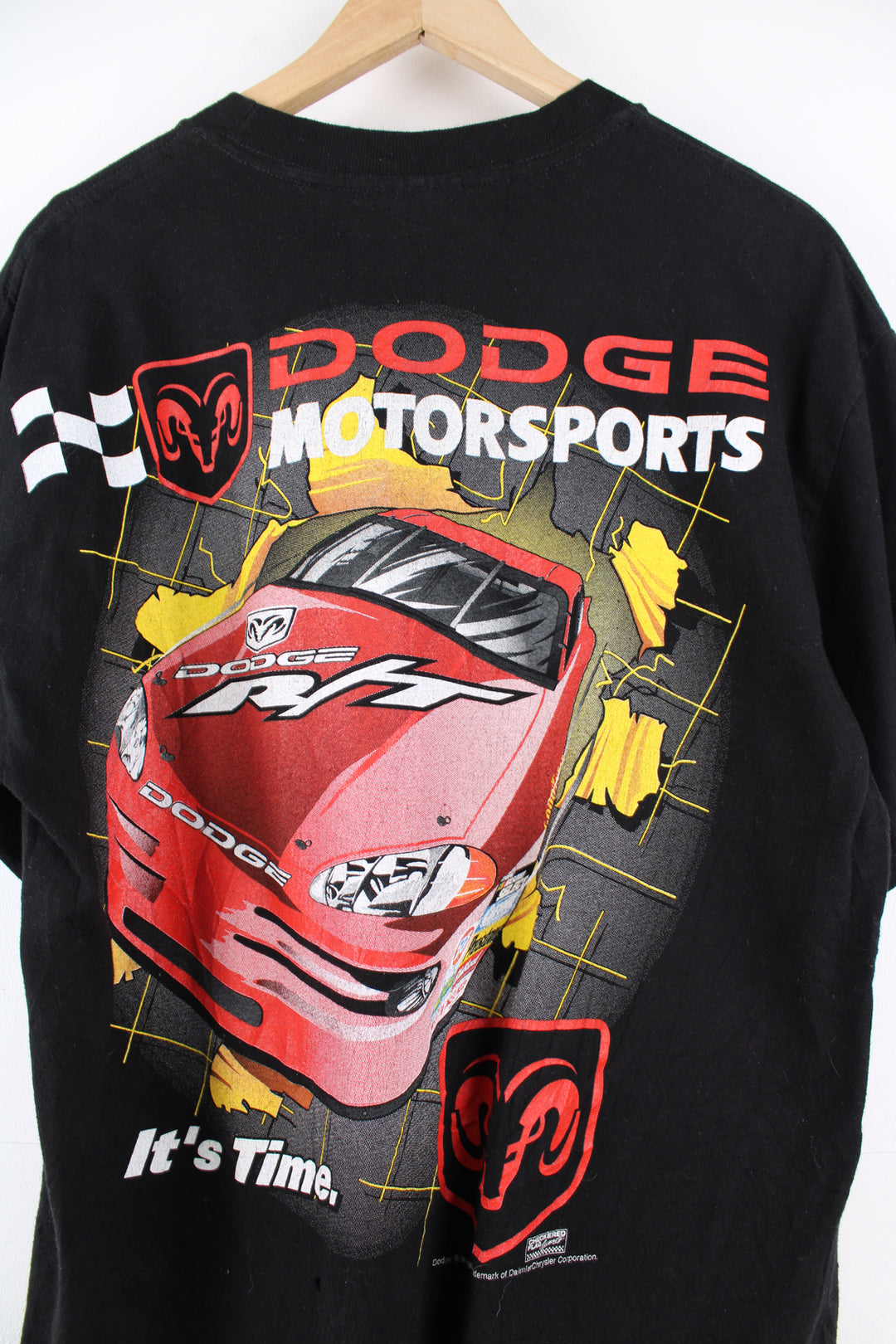 Dodge Motorsports t-shirt in black, with printed graphic on the front and back 