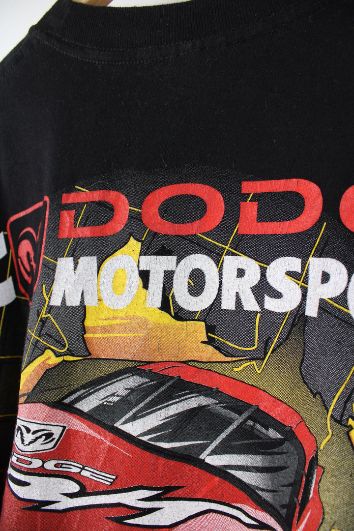 Dodge Motorsports t-shirt in black, with printed graphic on the front and back 