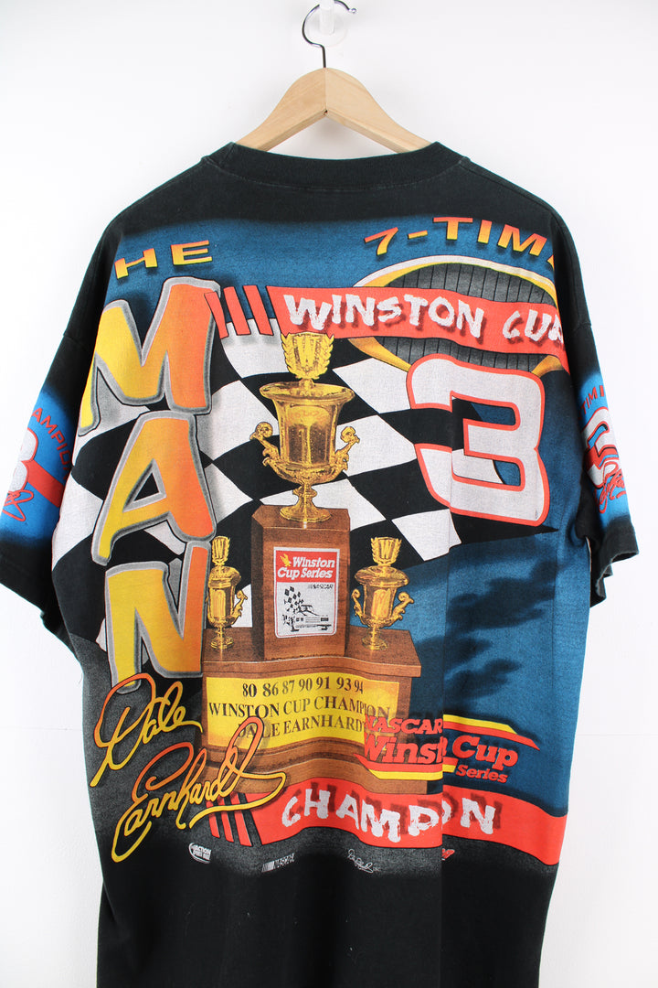 Vintage made in the USA NASCAR's Dale Earnhardt 'The Intimidator' all over print graphic t-shirt by Chase Authentic's 