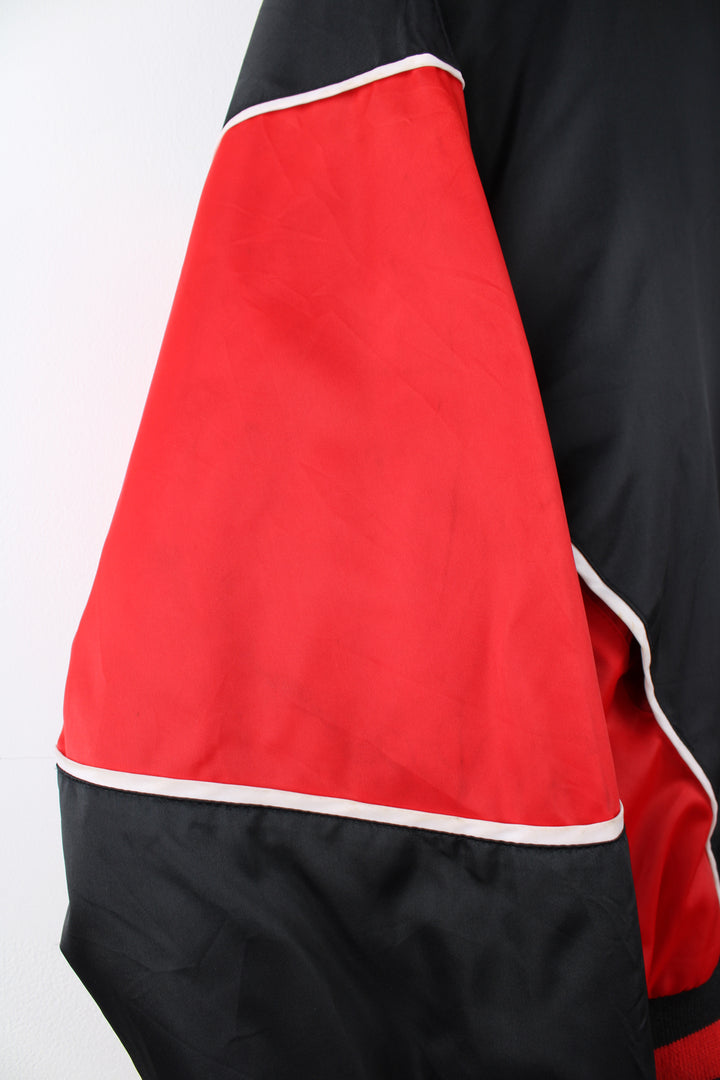 NASCAR's Dale Earnhardt #3 'Intimidator' red and black racing jacket, features embroidered spell-out details  