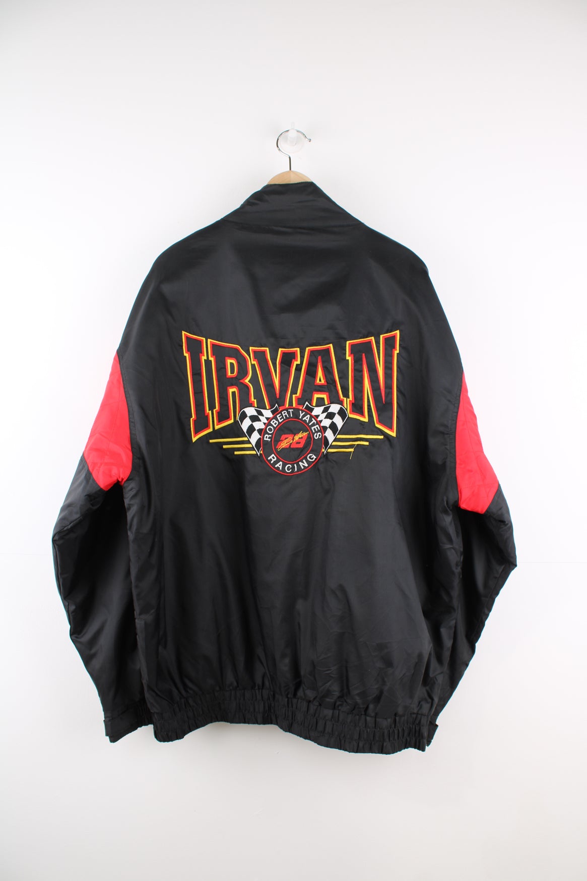 Vintage 90s Ernie Irvin nylon racing jacket by Nutmeg with Texaco Havoline branding on the sleeve and embroidered spell-out detail on the back 