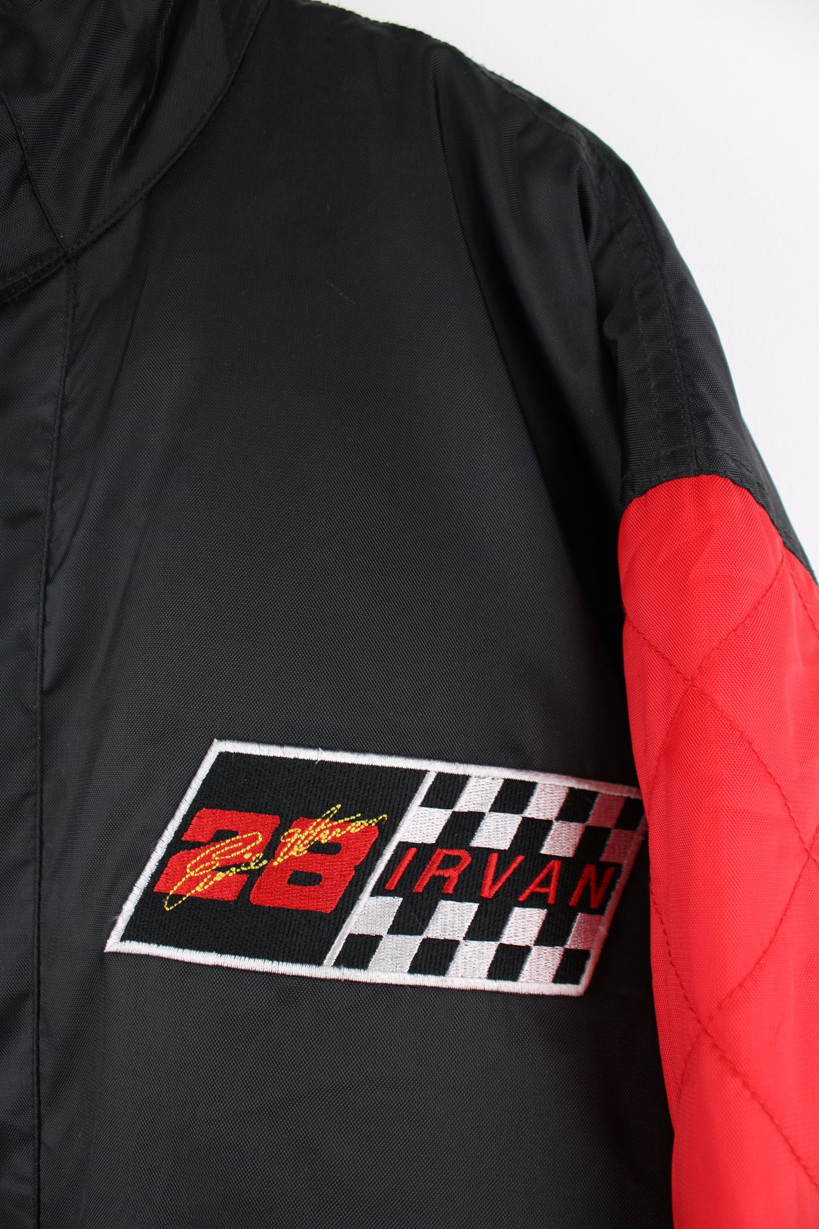 Vintage 90s Ernie Irvin nylon racing jacket by Nutmeg with Texaco Havoline branding on the sleeve and embroidered spell-out detail on the back 