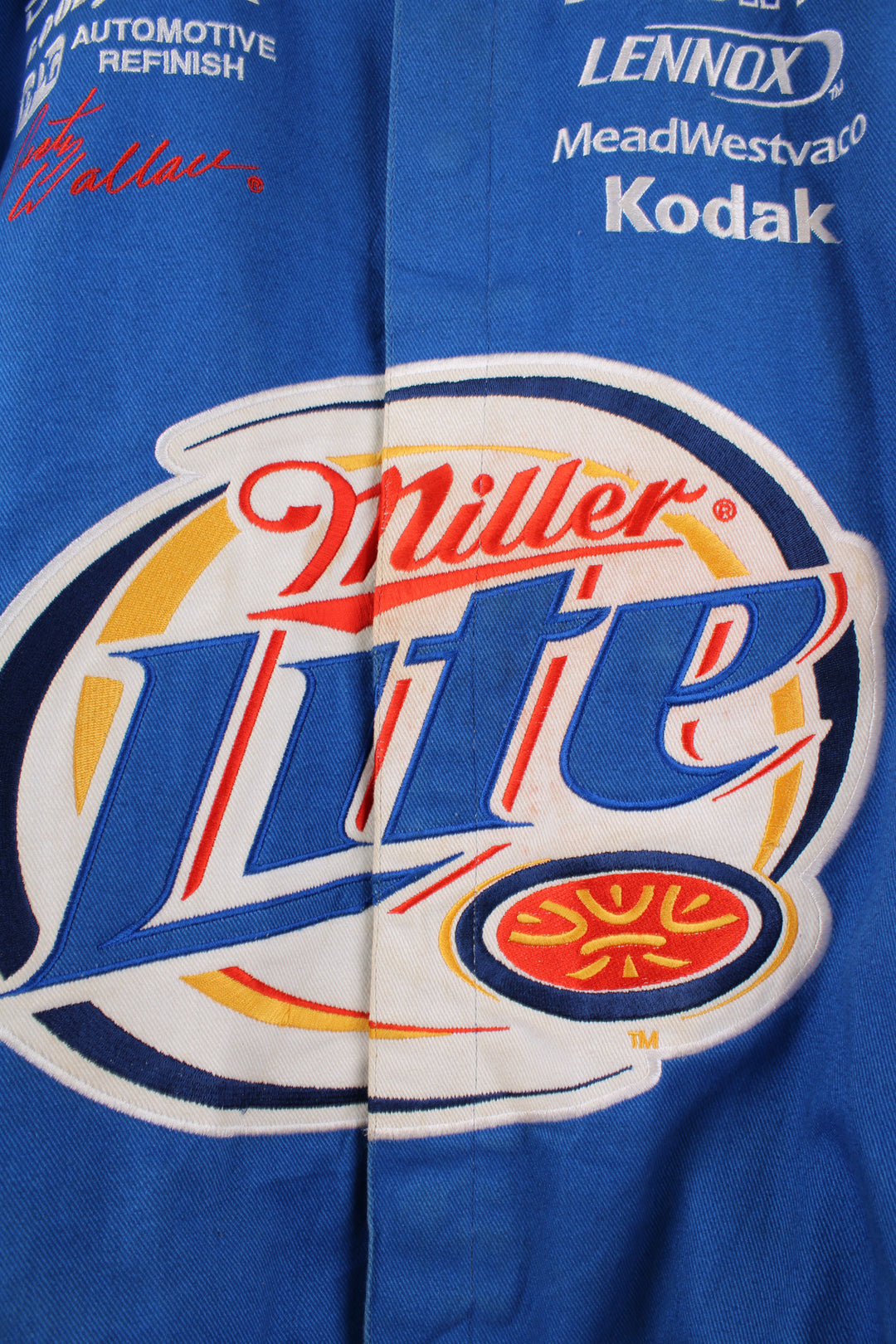 Vintage Rusty Wallace #2 Miller Lite sponsored cotton button up NASCAR jacket by Chase Authentic's