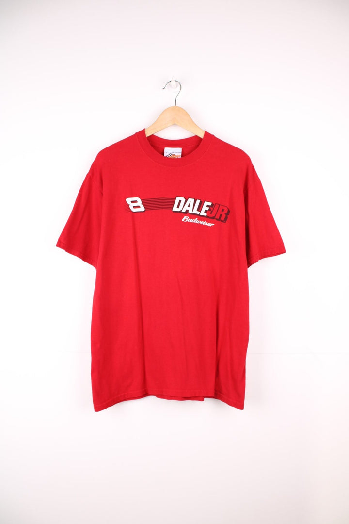 Winners Circle, Dale Earnhardt Jr Budweiser T-Shirt with print across the chest and graphic print on the back.