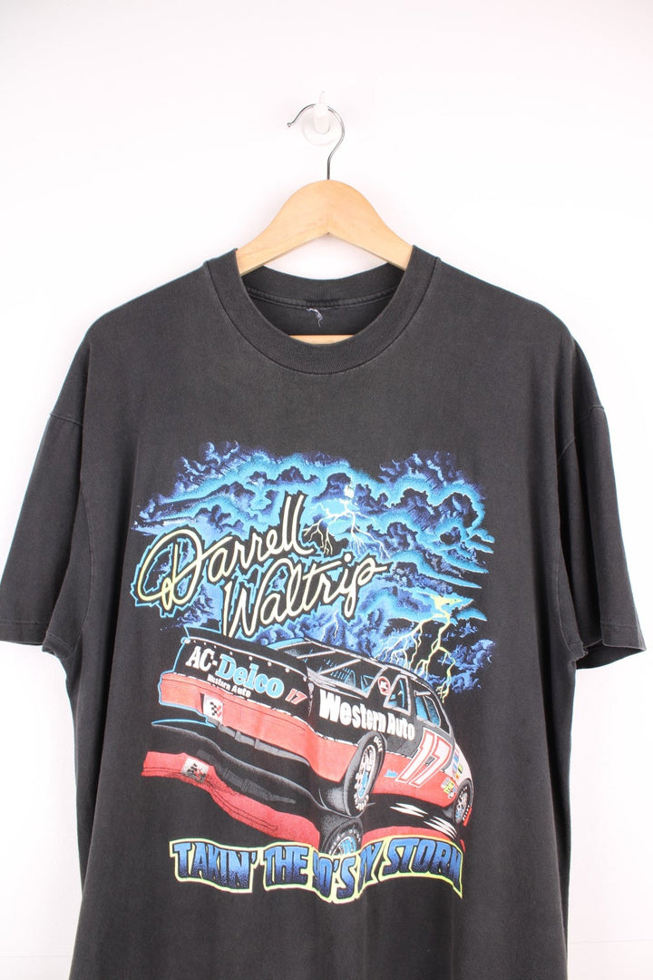 Vintage Darrell Waltrip "Takin' The 90's by Storm" single stitch T-Shirt with large graphic print.