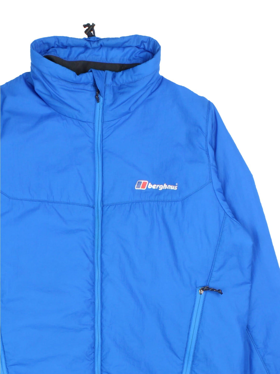 Berghaus Vintage Rannoch Jacket in a blue colourway. Full zip with pockets on front, insulated hydroloft lining, and has the logo printed on the front.