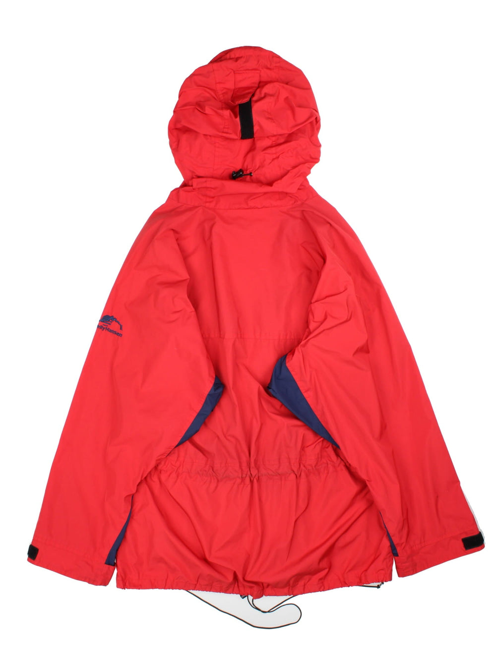 Vintage Helly Hansen Jacket in a red/blue colourway. Zip and velcro fastening, hood, multiple pockets and mesh lining. Embroidered branding on front/sleeve.