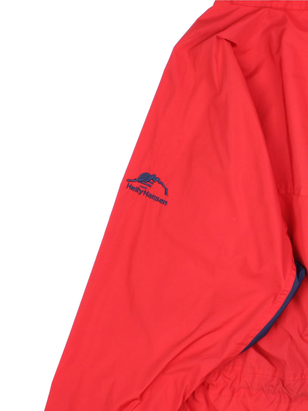 Vintage Helly Hansen Jacket in a red/blue colourway. Zip and velcro fastening, hood, multiple pockets and mesh lining. Embroidered branding on front/sleeve.