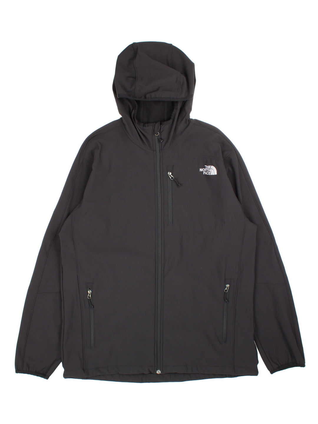 Vintage The North Face Jacket in a black colourway. Zip fastening with hood and zipped pockets. Embroided logo on the front.