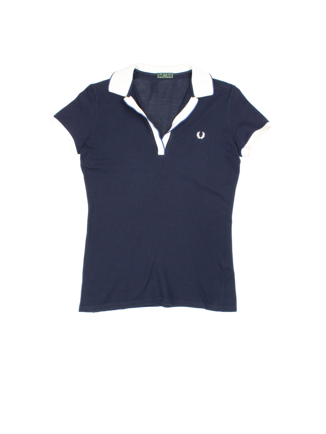 Vintage Fred Perry Polo Shirt in a blue colourway with contrast trim, and has the logo embroidered on the front.