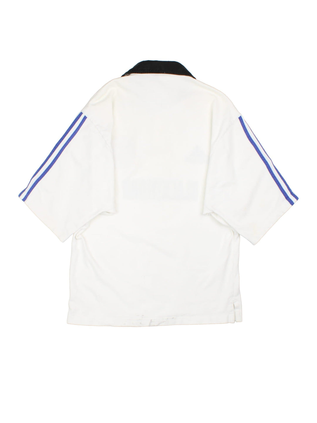 Vintage 60's Adidas Bath Rugby Shirt in a white colourway with contrast colour and stripes and has the logos embroidered on the front.