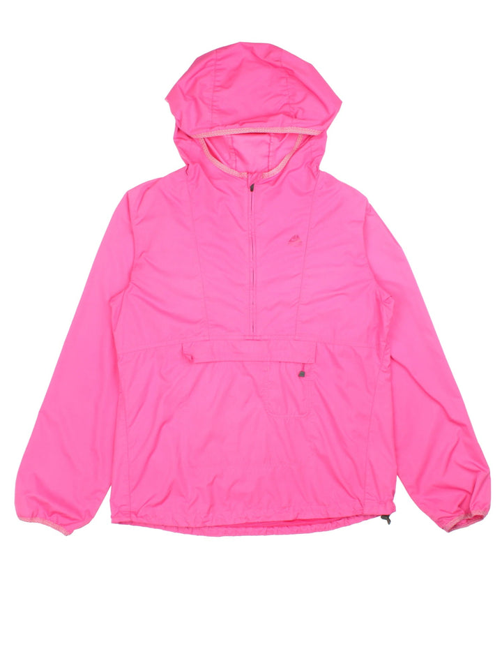 Vintage Nike ACG Windbreaker in a pink colourway, 1/4 zip fastening with hood and packs into mesh storage bag.