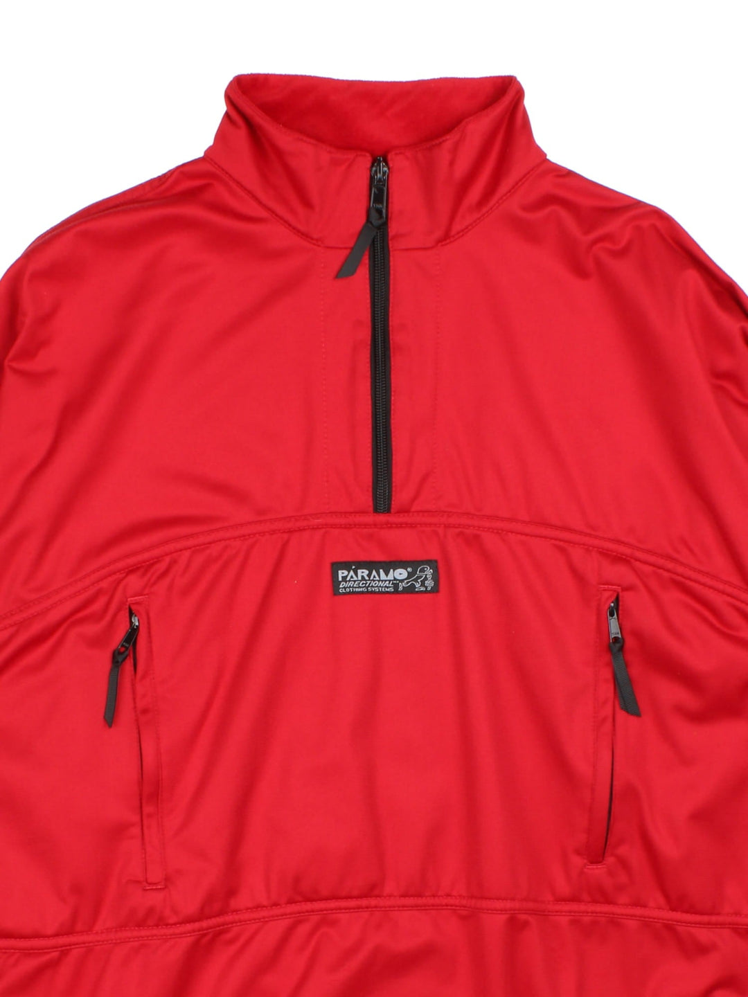 Vintage Paramo Parameta Reversible Fleece in a red colourway, 1/4 zip fastening embroideded patch branding on front and back.