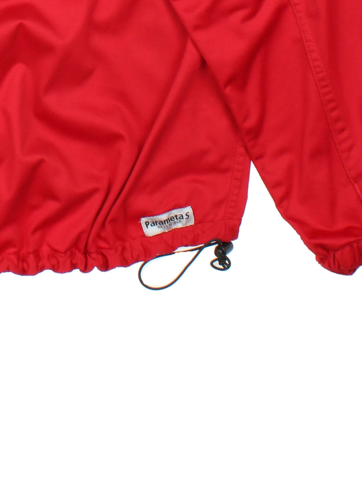 Vintage Paramo Parameta Reversible Fleece in a red colourway, 1/4 zip fastening embroideded patch branding on front and back.