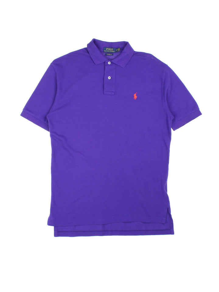 Ralph Lauren Polo Shirt in a purple colourway with the logo embroidered on the front.