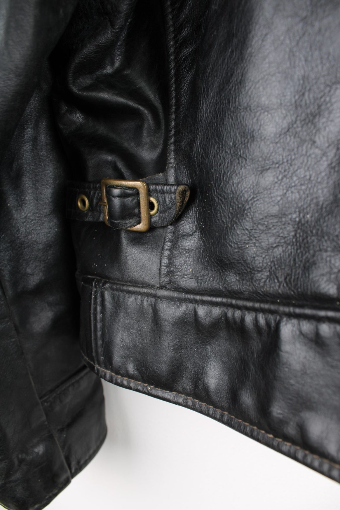 Vintage Schott N.Y.C Leather Bomber Jacket in a black colourway, zip up with multiple pockets and has a quilted lining. 