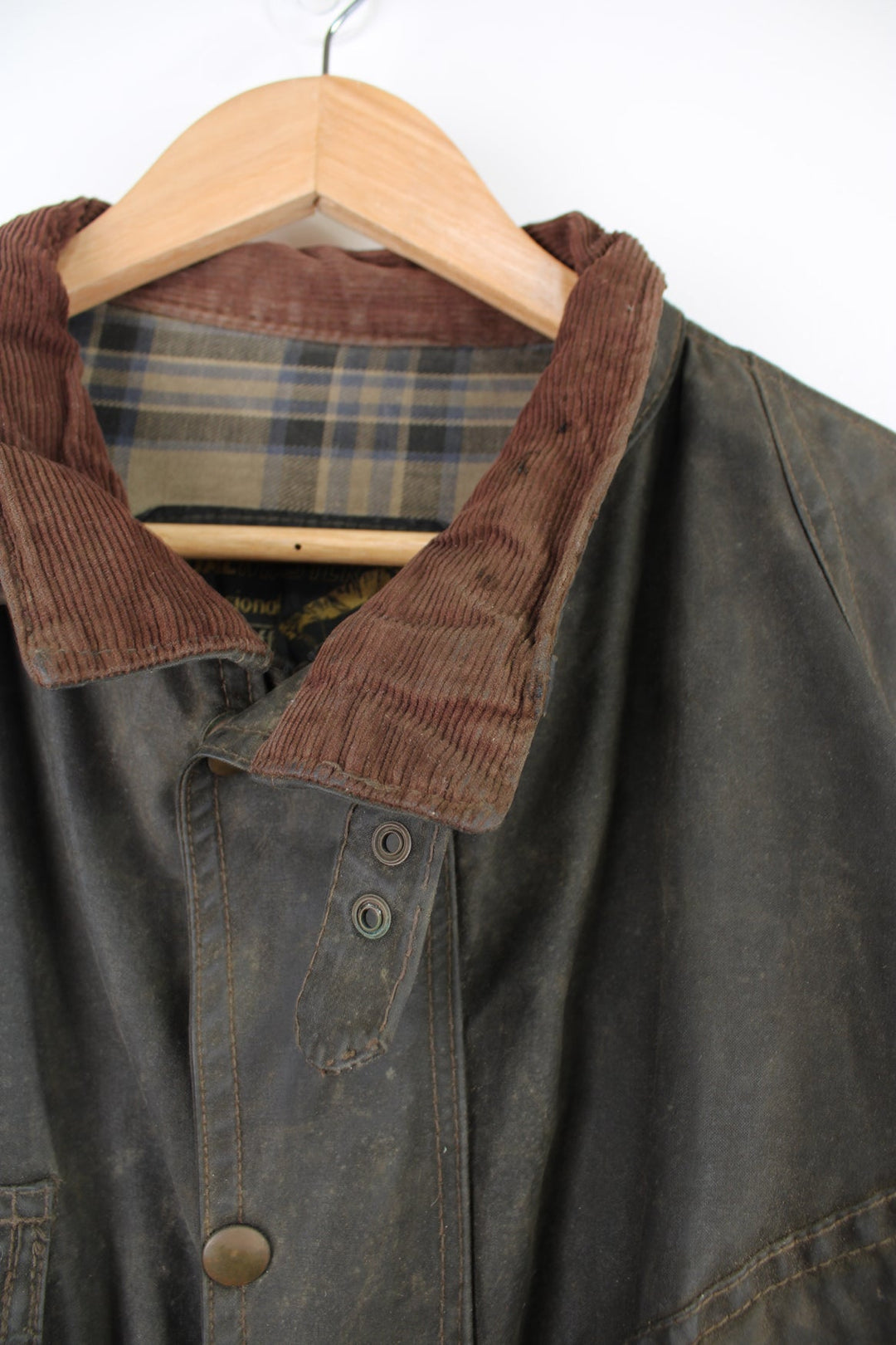 Vintage 1960's Belstaff brown Trial Master wax jacket with corduroy collar, multiple pockets and plaid lining