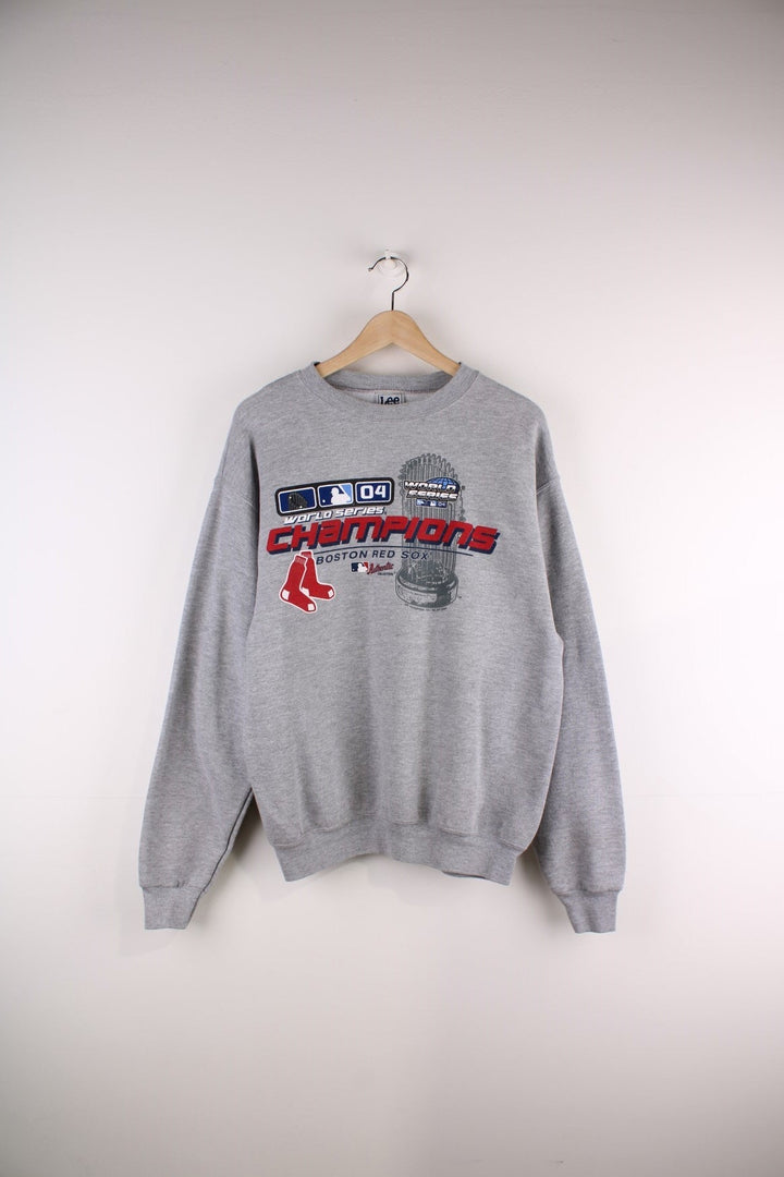 Lee Sport 'Boston Red Sox 2004 World Series Champions' spellout sweatshirt in grey marl with trophy and logo graphic.