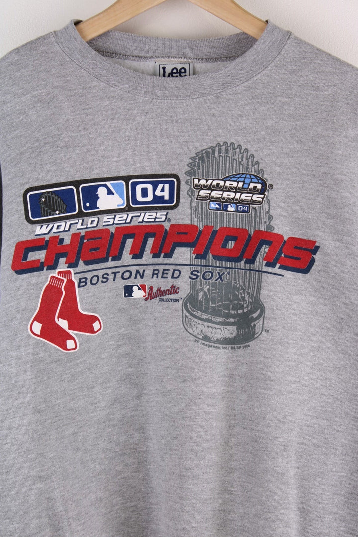 Lee Sport 'Boston Red Sox 2004 World Series Champions' spellout sweatshirt in grey marl with trophy and logo graphic.