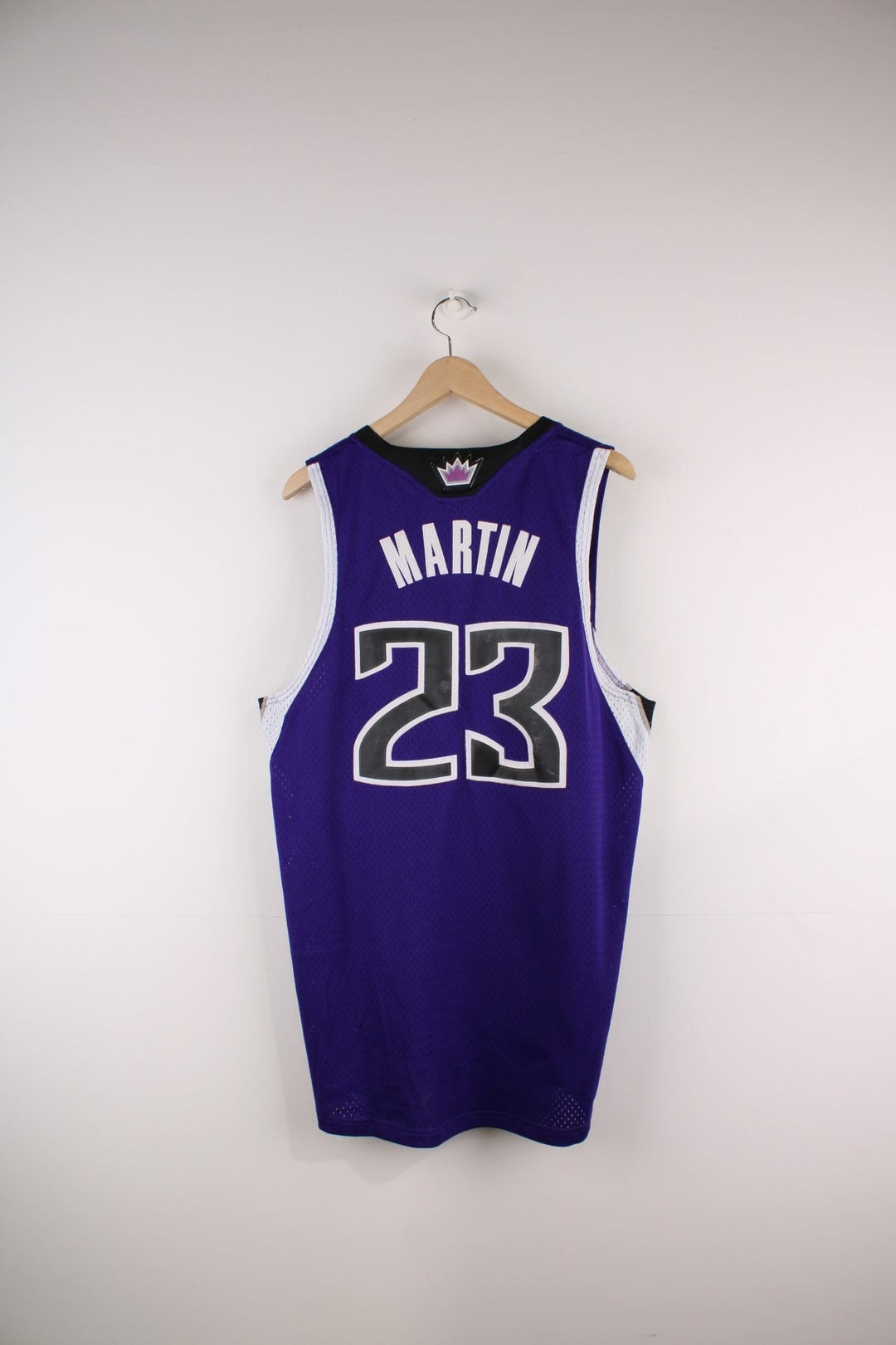 Vintage Sacramento Kings #23 Martin NBA jersey in purple with black and white accents and embroidered crown logos.