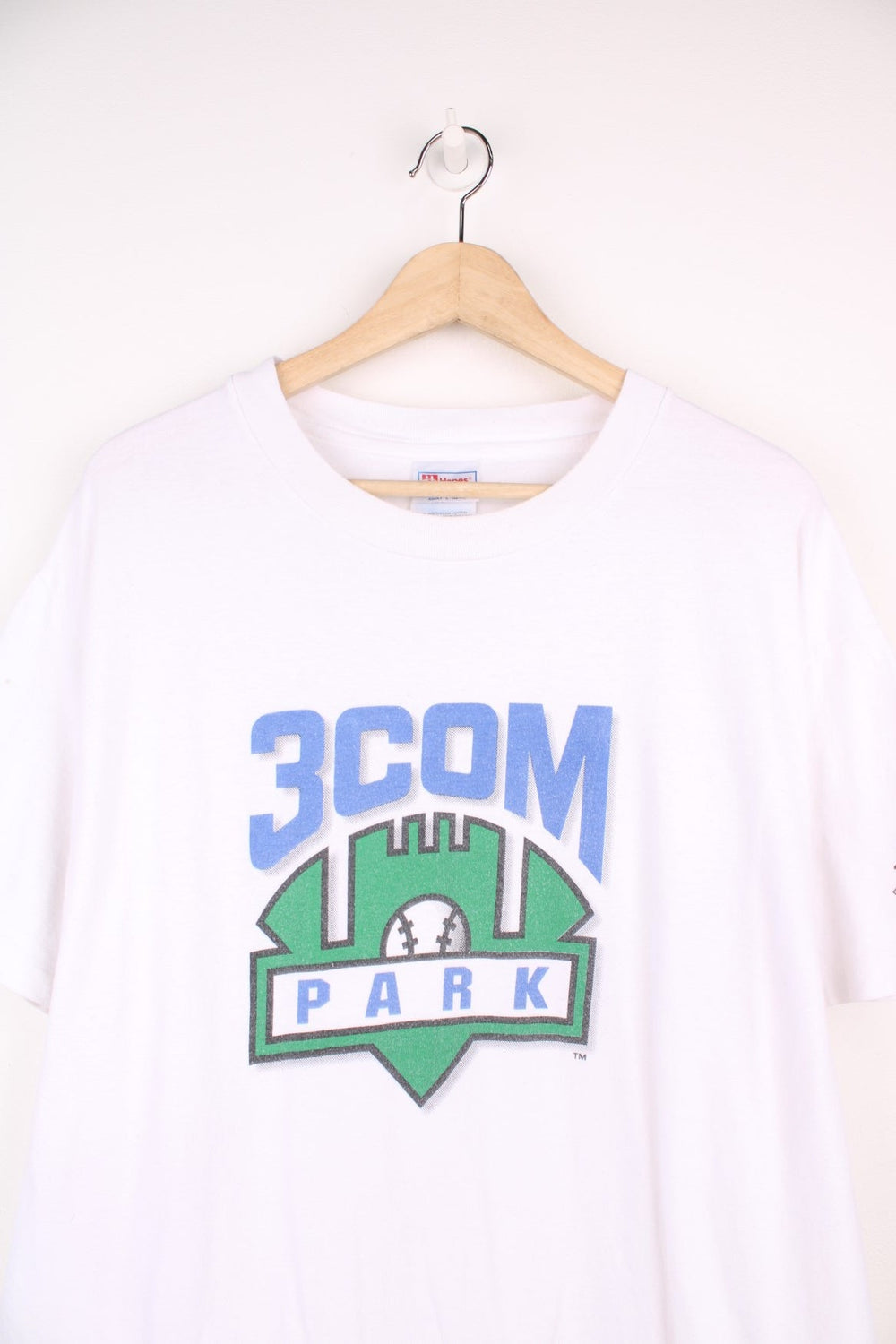 Vintage 90s 3Com Park, San Francisco Giants single stitch T-Shirt. Features print on the front and "Ticket to Ride" print on the sleeve.